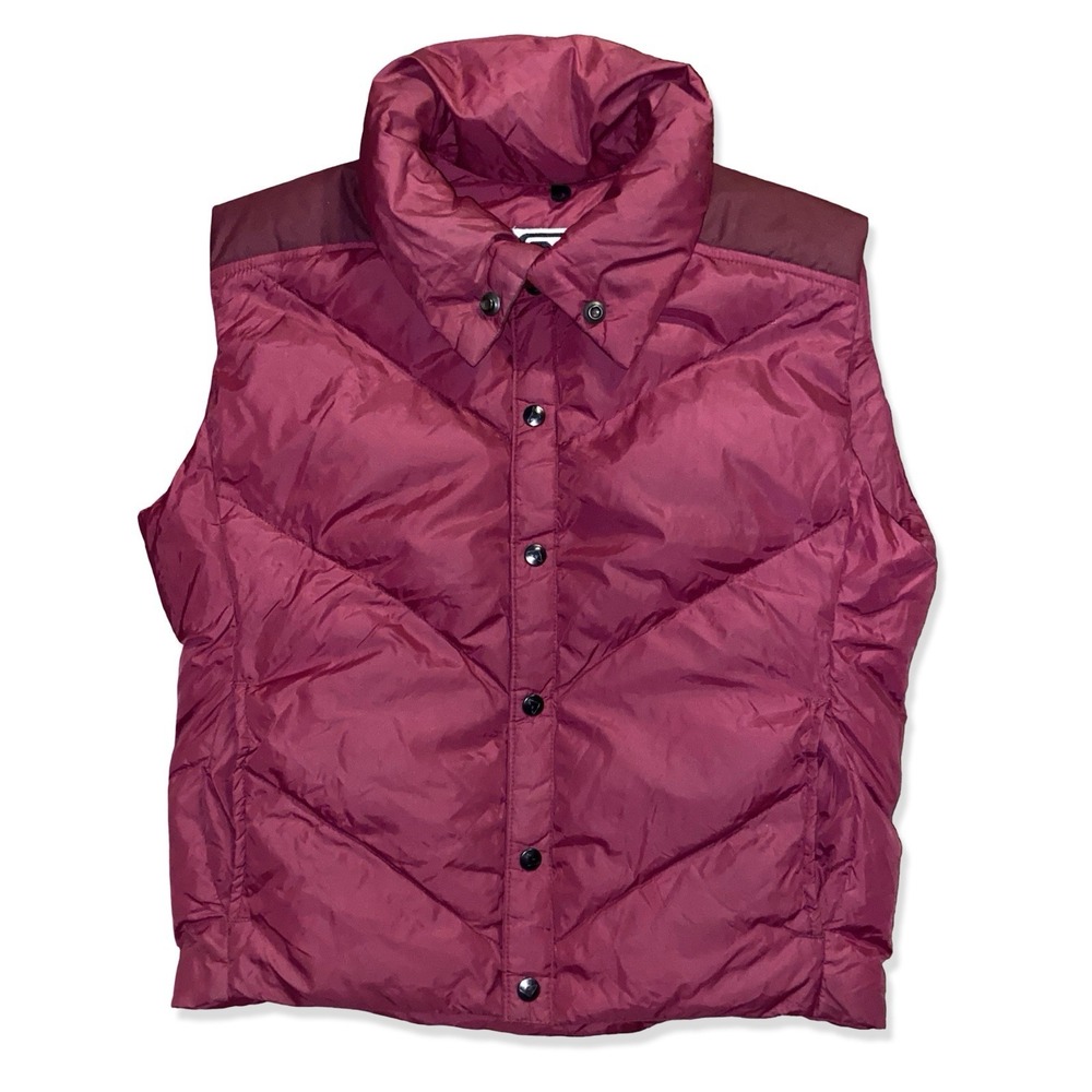 Vintage Obermeyer Puffer Vest Men's Large Burgundy Snap Front Insulated Ski